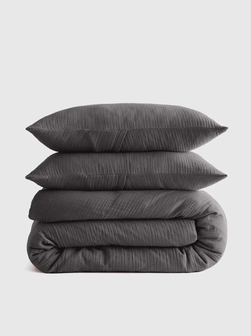 NIB Quince Organic Cotton Gauze 3pc Duvet Set, Full/Queen, Charcoal